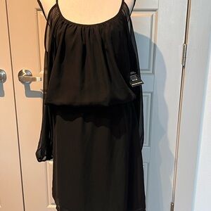 Boston Proper Black Blouson Dress